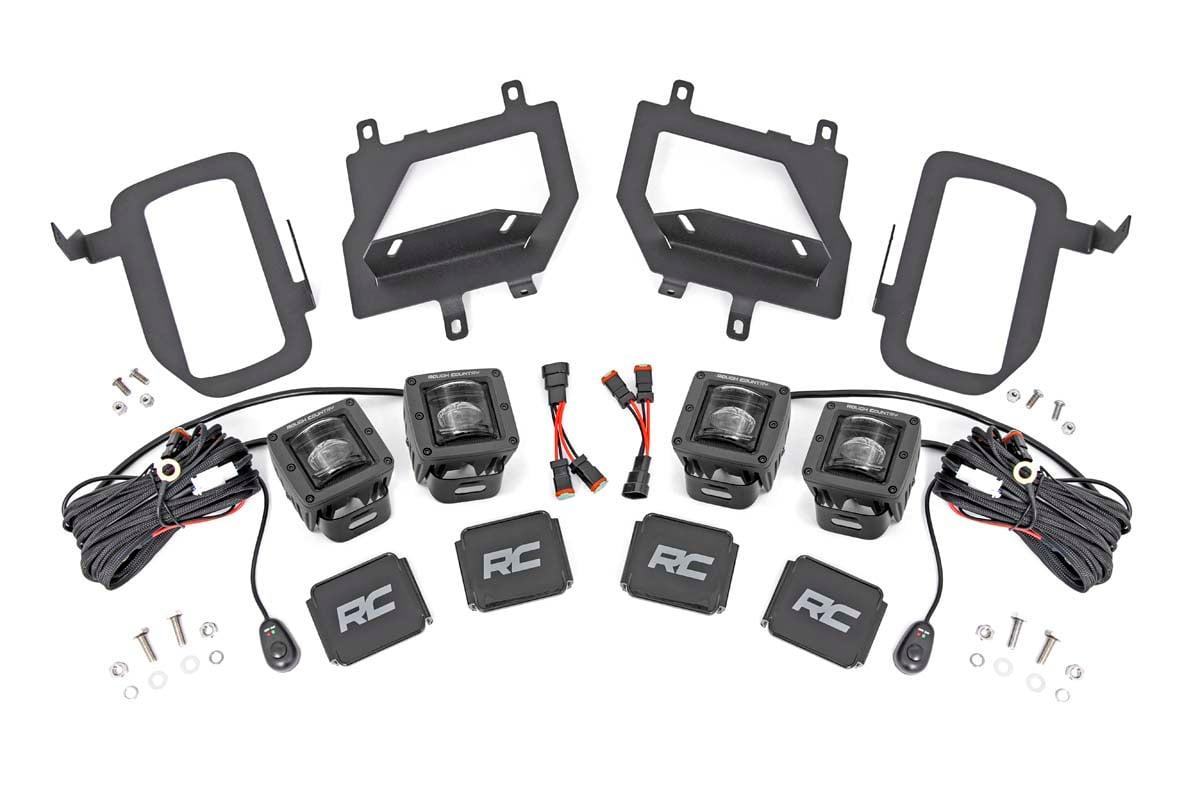 Rough Country Ford LED Fog Light Kit; Black Series w/ SAE LED Fog Light (15-17 F-150) - 70831