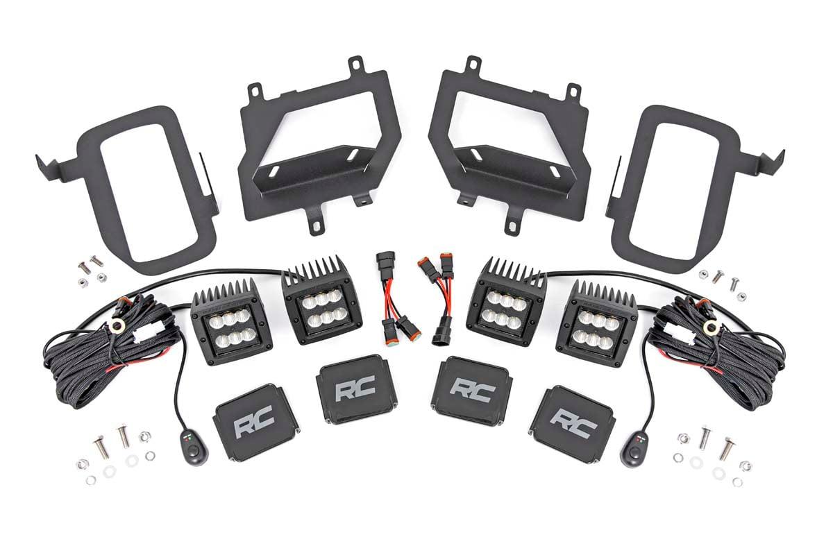 Rough Country Ford LED Fog Light Kit; Black Series w/ Flood Beam (15-17 F-150) - 70833
