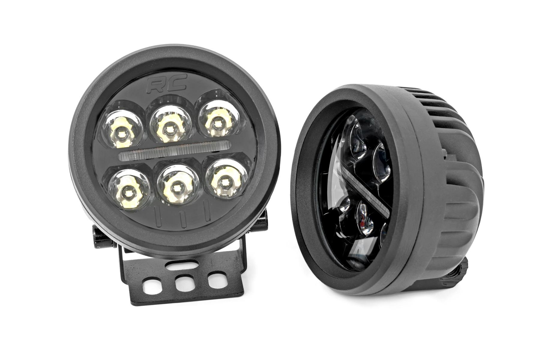 Rough Country Black Series Round LED Light Pair 3.5 Inch Amber DRL - 70900A