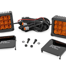 Rough Country 4 Inch LED Amber Light Pods Square Amber DRL Pair - 70905ADRL