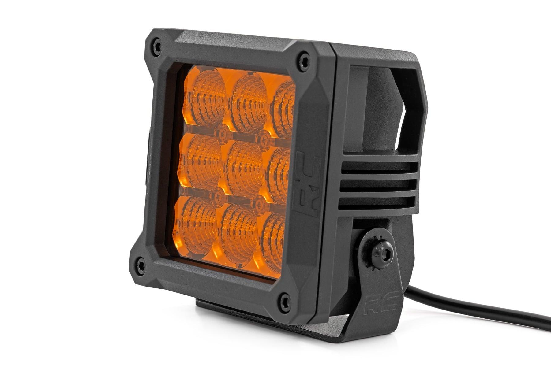 Rough Country 4 Inch LED Amber Light Pods Square Amber DRL Pair - 70905ADRL