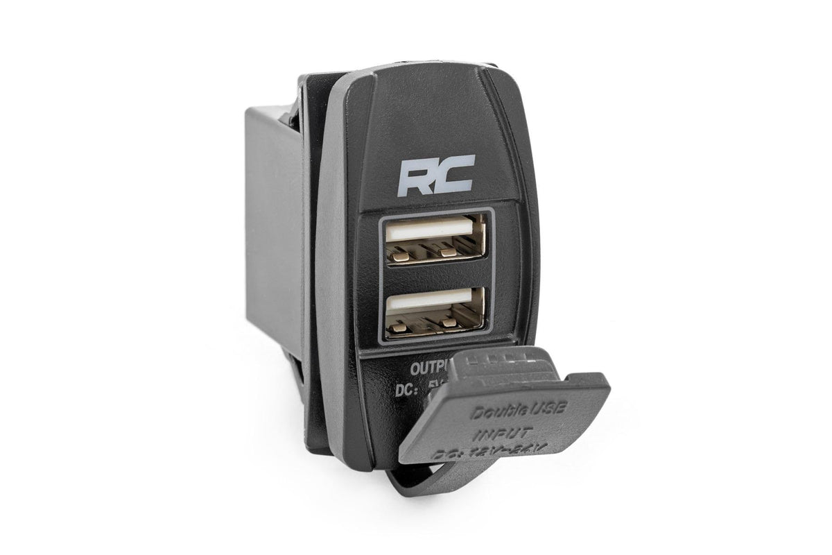 Rough Country USB Switch Insert 2x1 with Logo Blue Back Light - 709USB