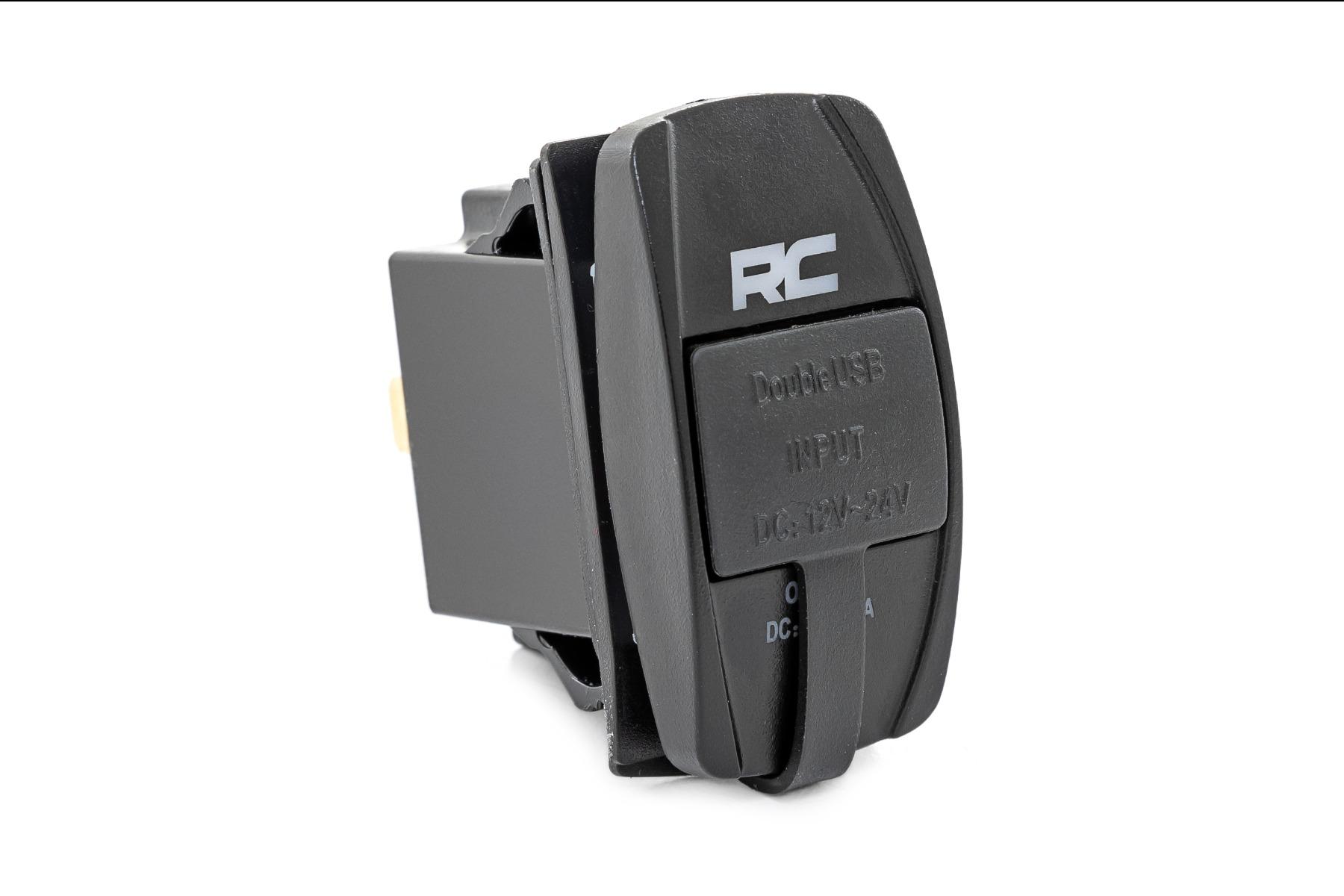 Rough Country USB Switch Insert 2x1 with Logo Blue Back Light - 709USB