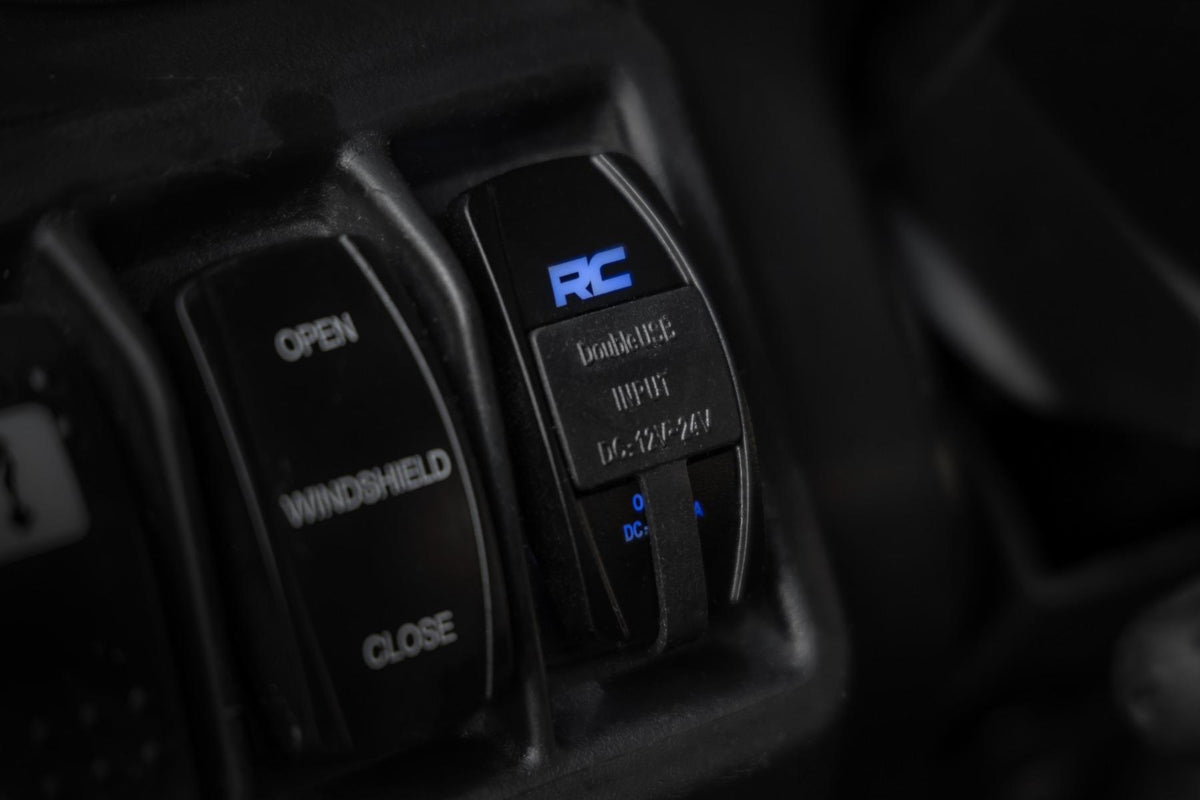 Rough Country USB Switch Insert 2x1 with Logo Blue Back Light - 709USB