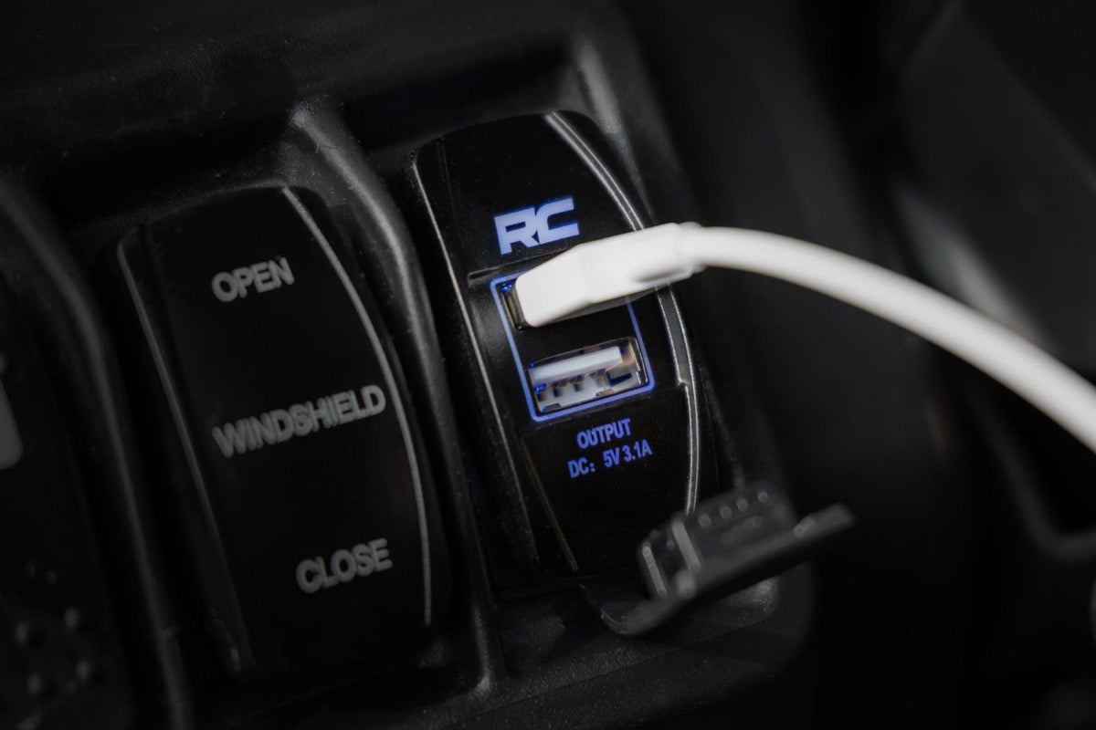 Rough Country USB Switch Insert 2x1 with Logo Blue Back Light - 709USB