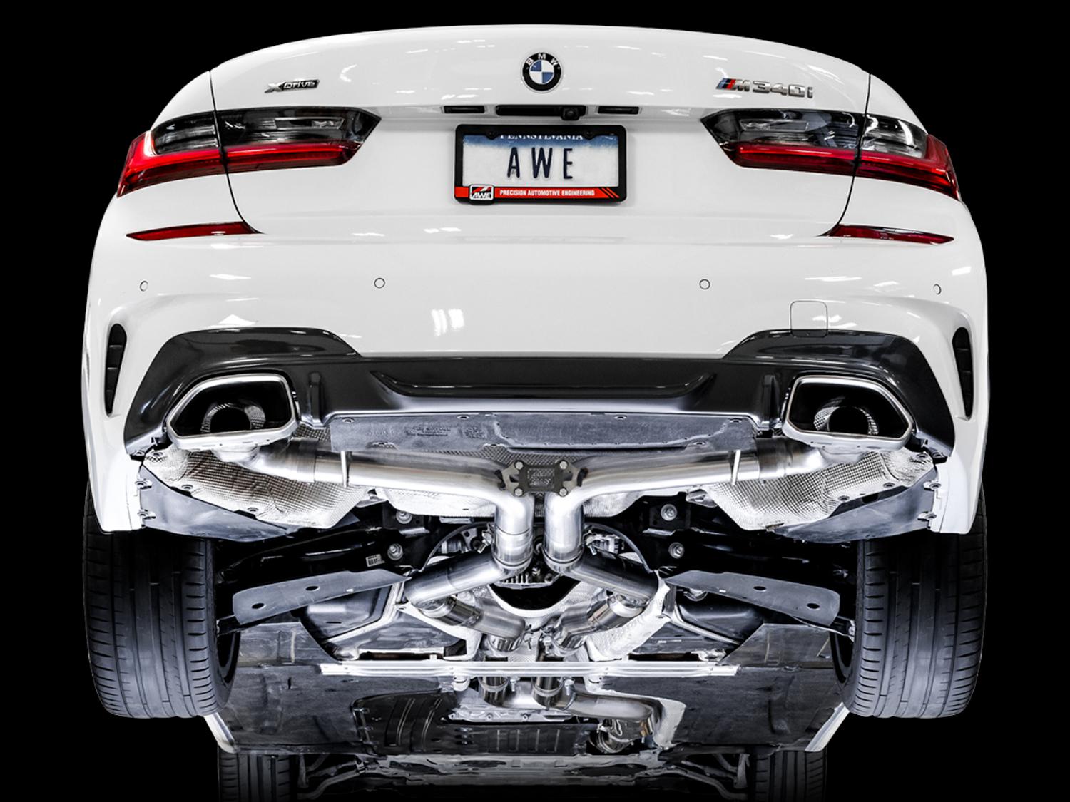 AWE Track Edition Exhaust for G20 M340i - OE Tips (2019+ 3 Series) - 3020-11032