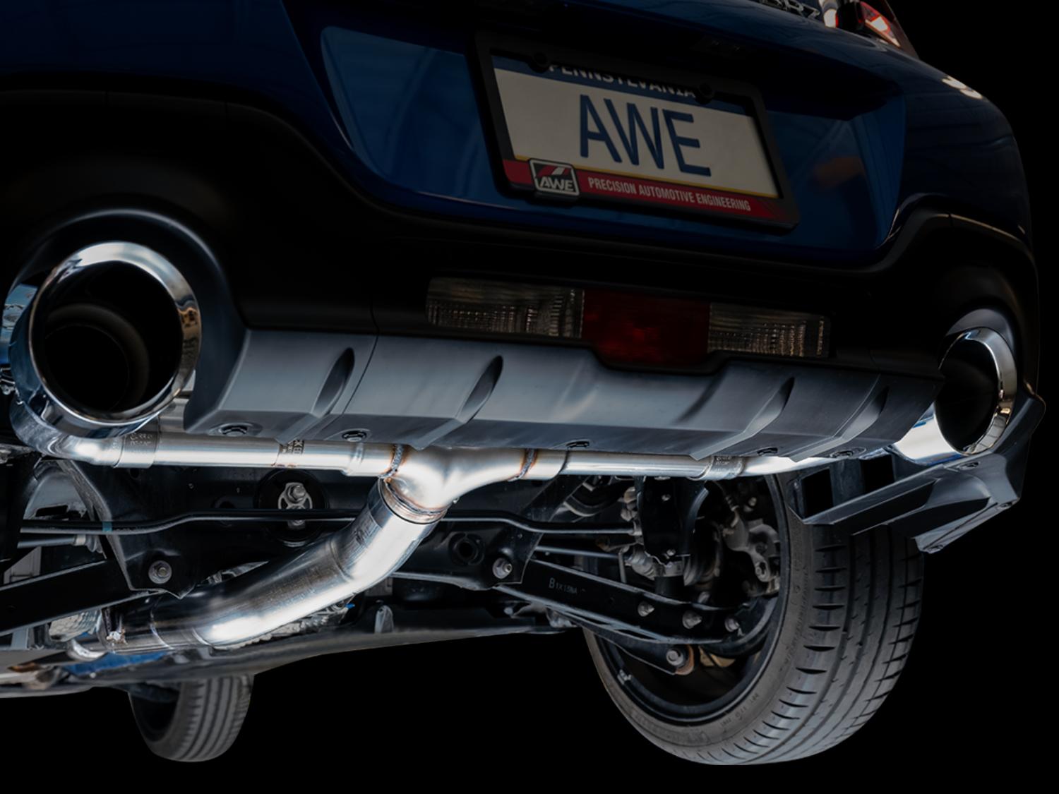 AWE Track Edition Exhaust - Chrome Silver Tips (2016-2023 Subaru BRZ / Toyota GR86 / Toyota 86) - 3020-32279