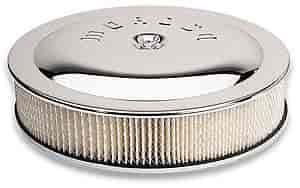 Moroso Air Cleaner Kit, 14 In. X 3 In., Aluminum, Flat Bottom, Chrome - 65911