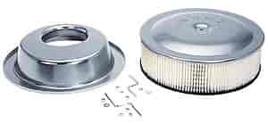 Moroso Air Cleaner Kit, 14 In. X 4 In., Offset, Flat,Clear Powder Coat - 65928