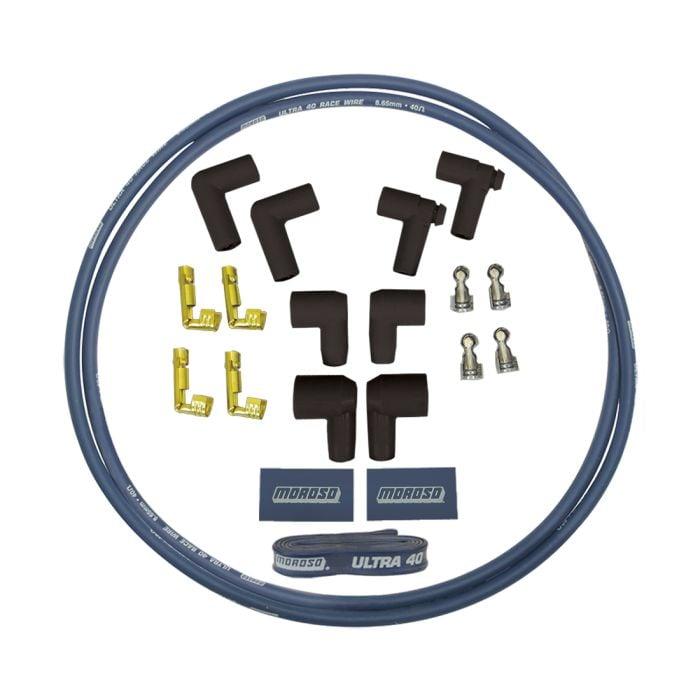 Moroso Ignition Coil, Replacement Sleeved. Wire Kit, Ultra 40, Blue - 73240