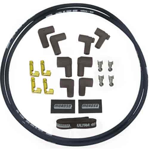 Moroso Ignition Coil, Replacement Sleeved. Wire Kit, Ultra 40, Black - 73241