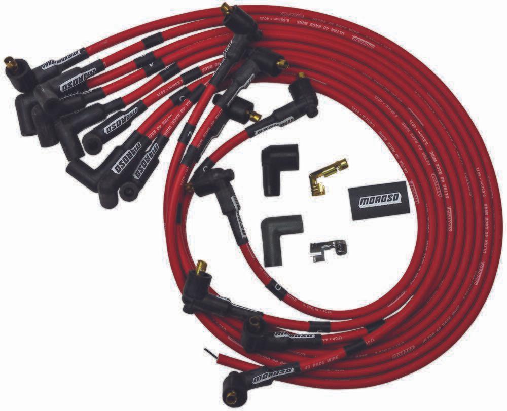 Moroso Ignition Wire Set, Ultra 40, Unsleeved, Sbc, Non-Hei, Red - 73685