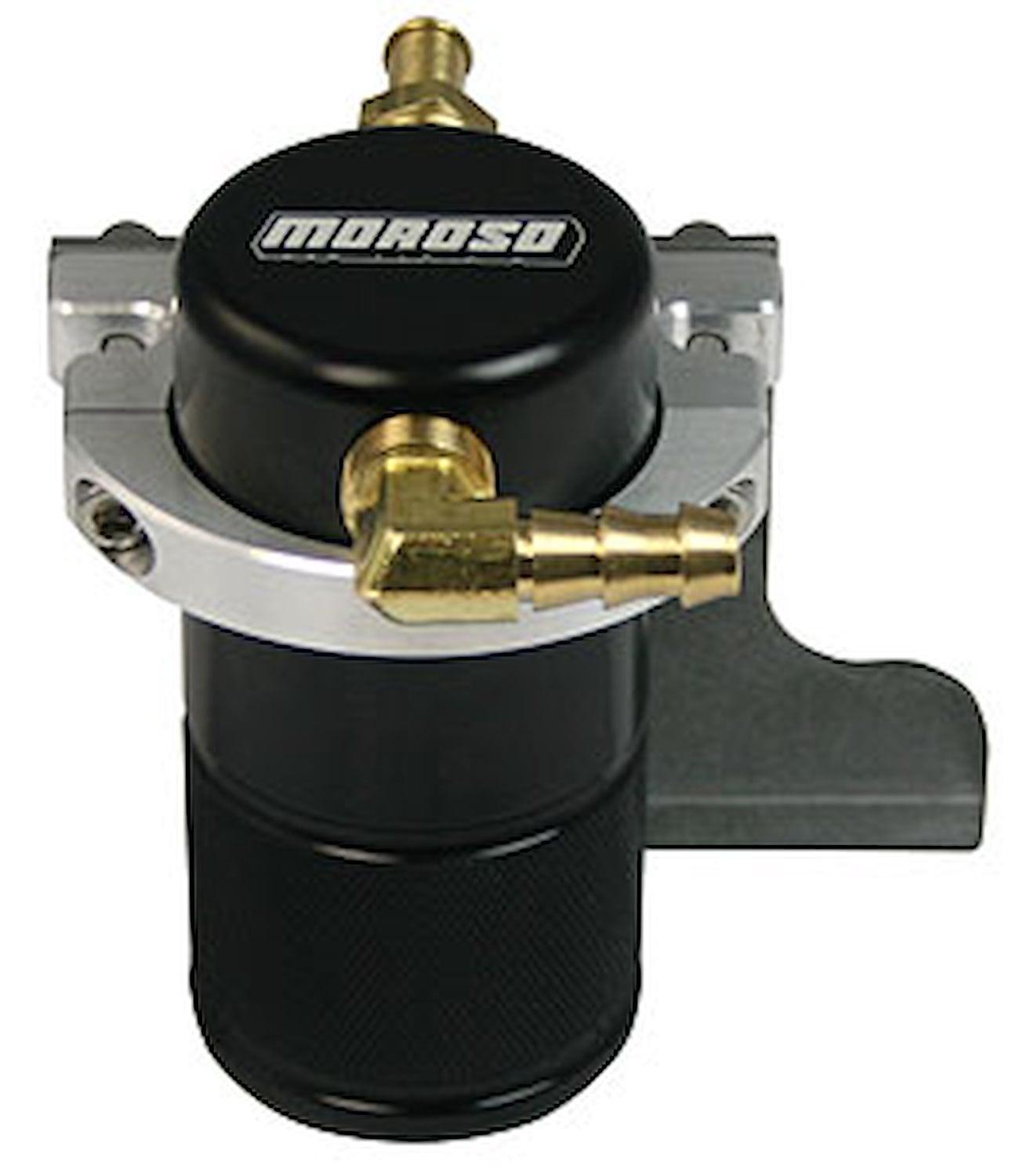 Moroso Separator, Air Oil,Catch Can,  Small Body , Black Finish, Camaro Ss Edelbrock Supercharger, 10-15 - 85635