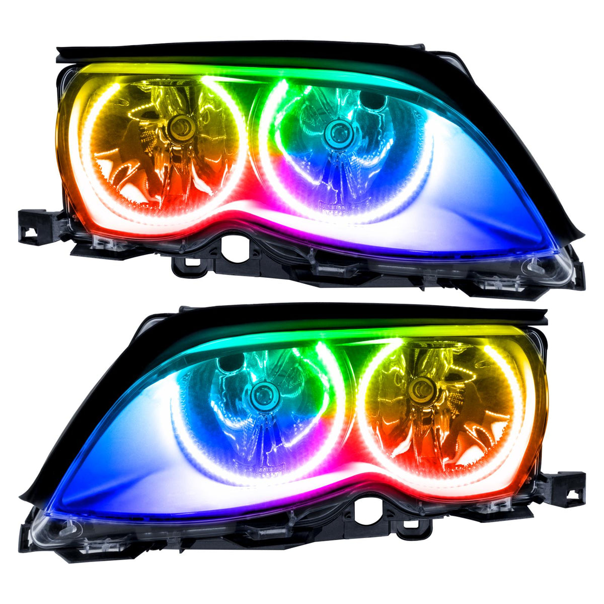 Oracle Lighting Smd Pre-Assembled Headlights, Black Bezel, Colorshift - No Controller (2002-2005 320i, 325Ci, 325i, 325xi, 330Ci, 330i, 330xi, M3) - 7104-334