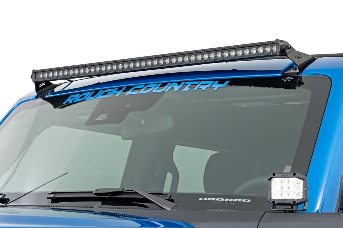 Rough Country 71041 40" Black Single Row Upper Windshield LED Light Bar (2021+ Ford Bronco 4WD)