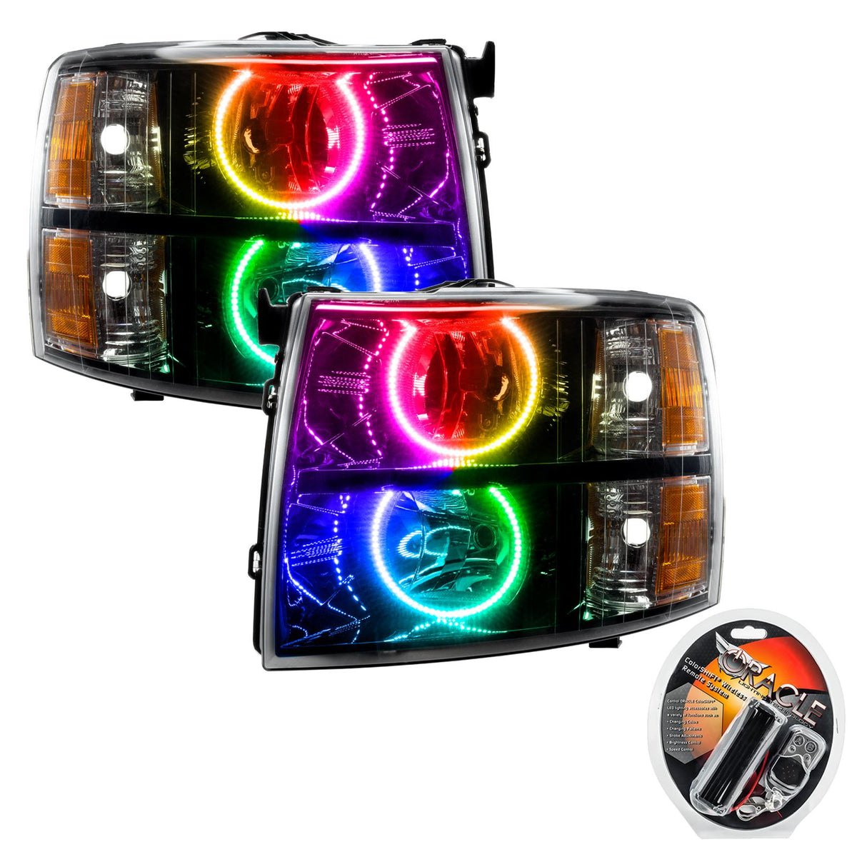 Oracle Lighting Smd Pre-Assembled Headlights, Black Bezel, Round Style, Colorshift - 7105-330