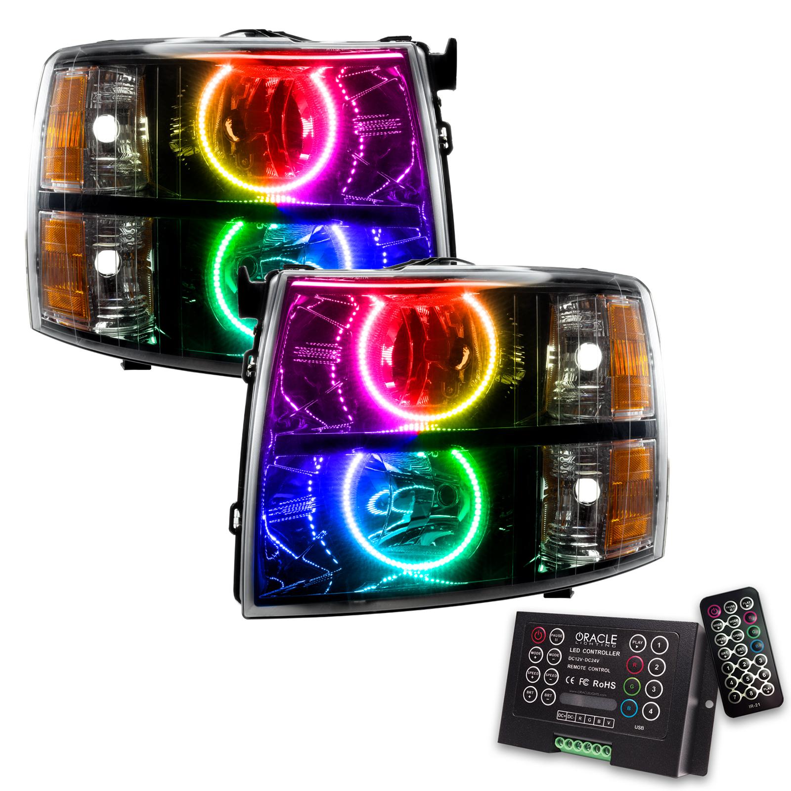 Oracle Lighting Smd Pre-Assembled Headlights, Black Bezel, Round Style, Colorshift 2.0 - 7105-333