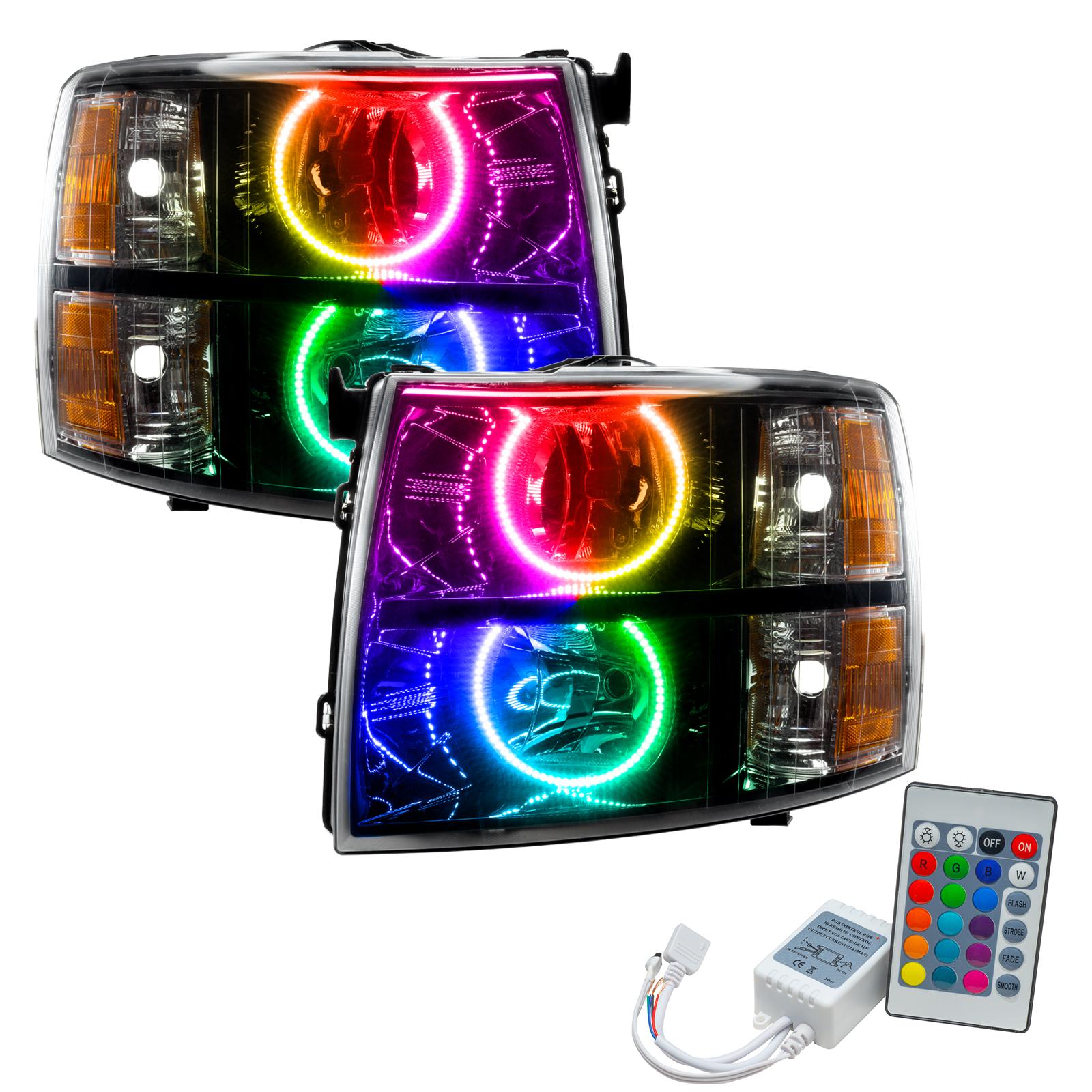 Oracle Lighting Smd Pre-Assembled Headlights, Black Bezel, Round Style, Colorshift - Simple - 7105-504