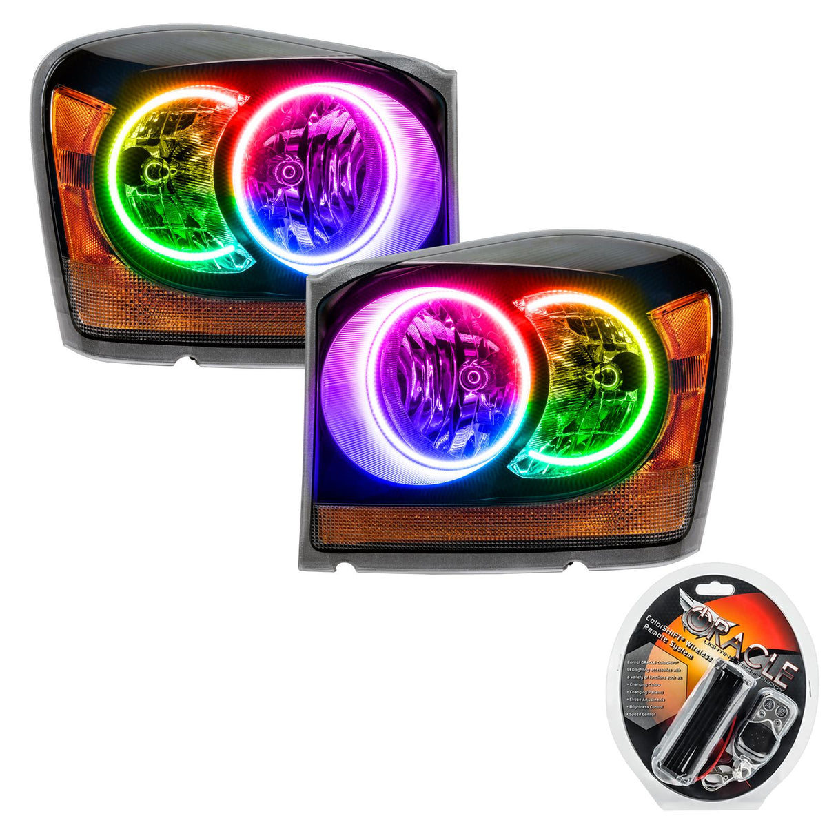 Oracle Lighting Smd Pre-Assembled Headlights, Black Bezel, Colorshift (2004-2006 Durango) - 7107-330