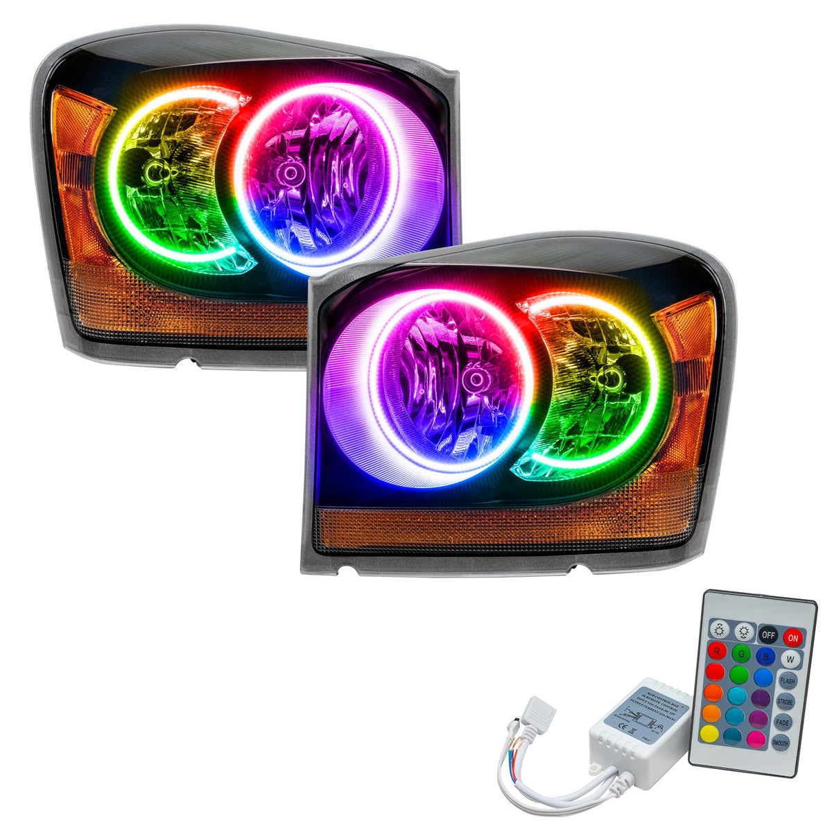 Oracle Lighting Smd Pre-Assembled Headlights, Black Bezel, Colorshift - Simple (2004-2006 Durango) - 7107-504