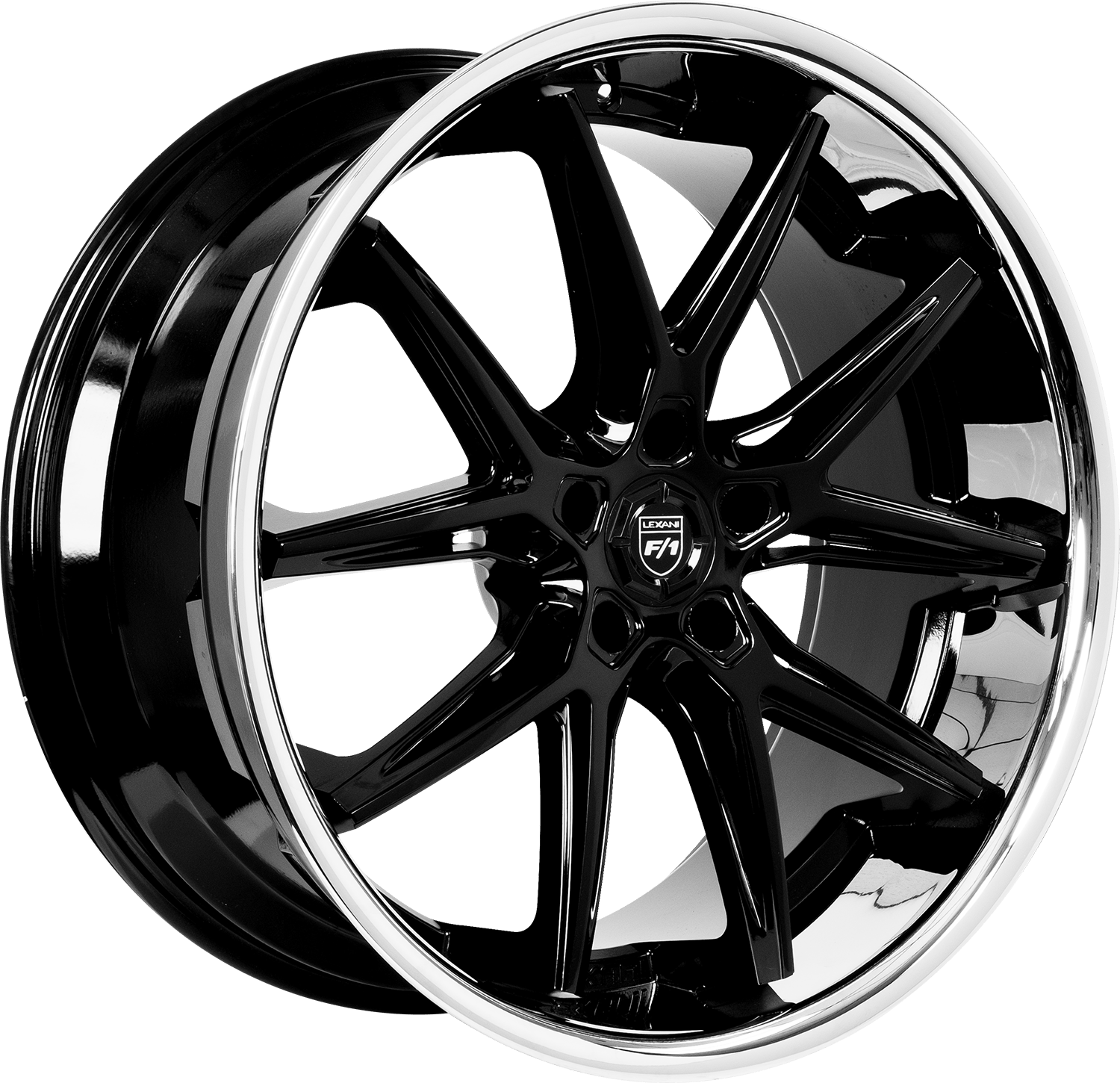 Lexani CIRCUIT Wheel - 22x9, BLANKxBLANK Bolt, 15 Offset, Gloss Black w/ SS Chrome Lip - 710-2290-00-15FBS