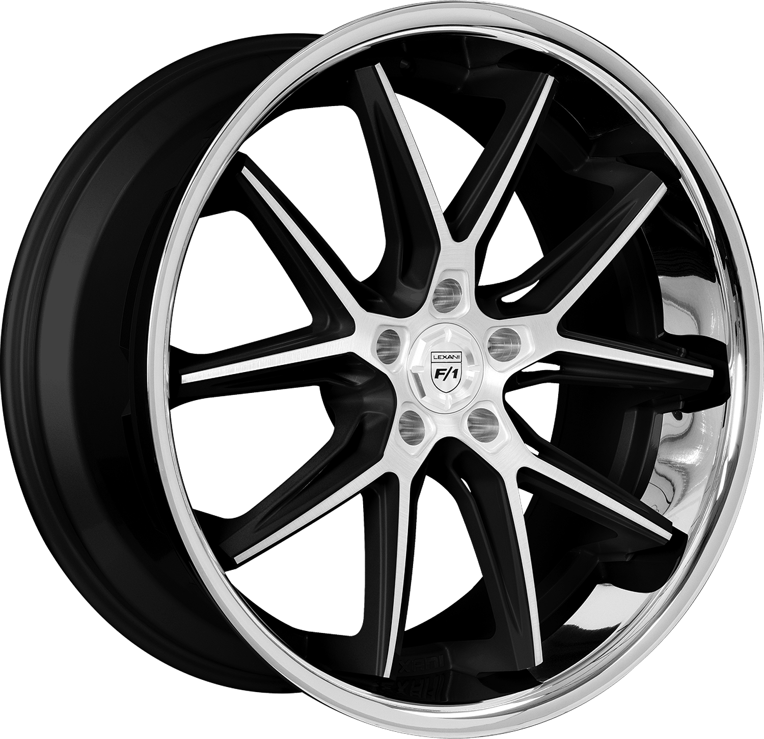 Lexani CIRCUIT Wheel - 20x9, 5x120 Bolt, 35 Offset, Machined/Black Face w/SS Lip - 710-2090-13-35SMS