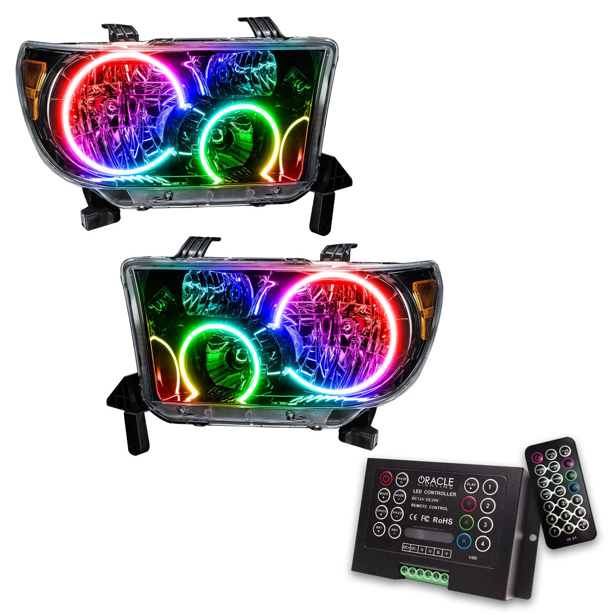 Oracle Lighting Smd Pre-Assembled Headlights, Black Bezel, Colorshift 2.0 (2007-2011 Tundra) - 7119-333