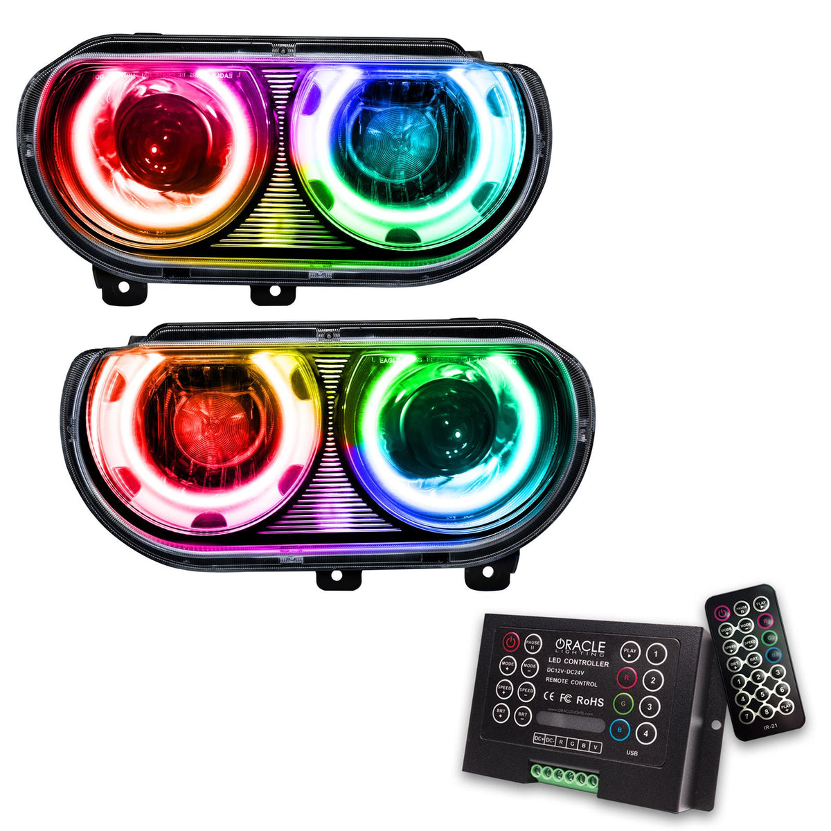 Oracle Lighting Smd Pre-Assembled Headlights, Hid Style, Colorshift 2.0 (2008-2014 Challenger) - 7132-333