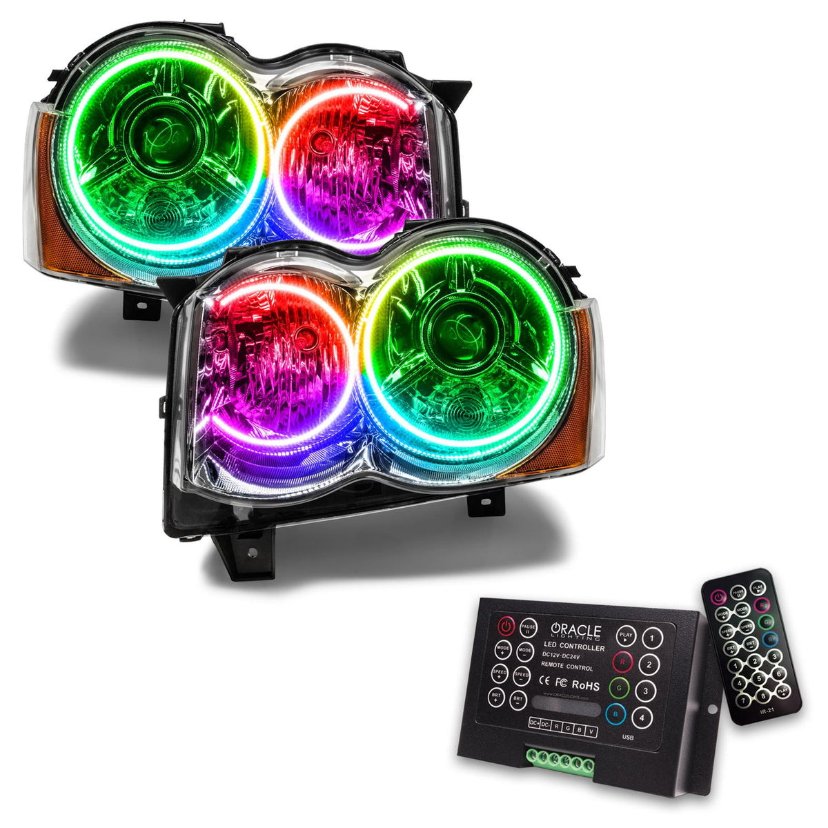 Oracle Lighting Smd Pre-Assembled Headlights, Colorshift 2.0 (2008-2010 Grand Cherokee) - 7139-333