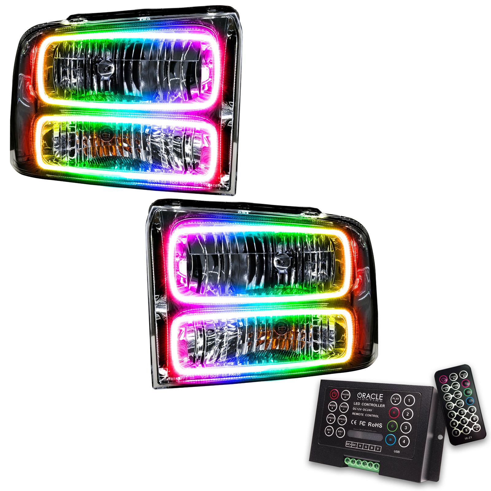 Oracle Lighting Smd Pre-Assembled Headlights, Chrome Bezel, Colorshift 2.0 (2005-2005 Excursion) - 7146-333