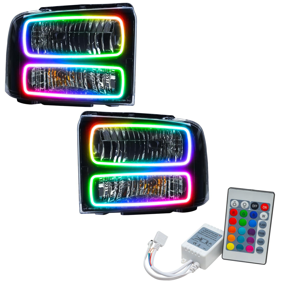 Oracle Lighting Smd Pre-Assembled Headlights, Black Bezel, Colorshift - Simple (2005-2005 Excursion) - 7147-504