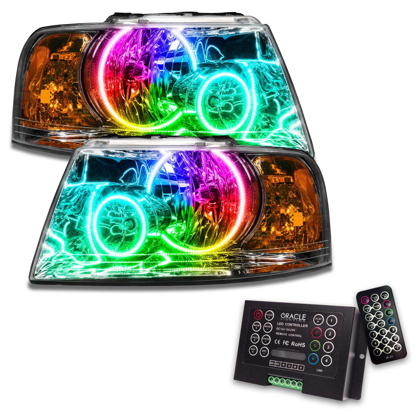 Oracle Lighting Smd Pre-Assembled Headlights, Chrome Bezel, Colorshift 2.0 (2003-2006 Expedition) - 7153-333