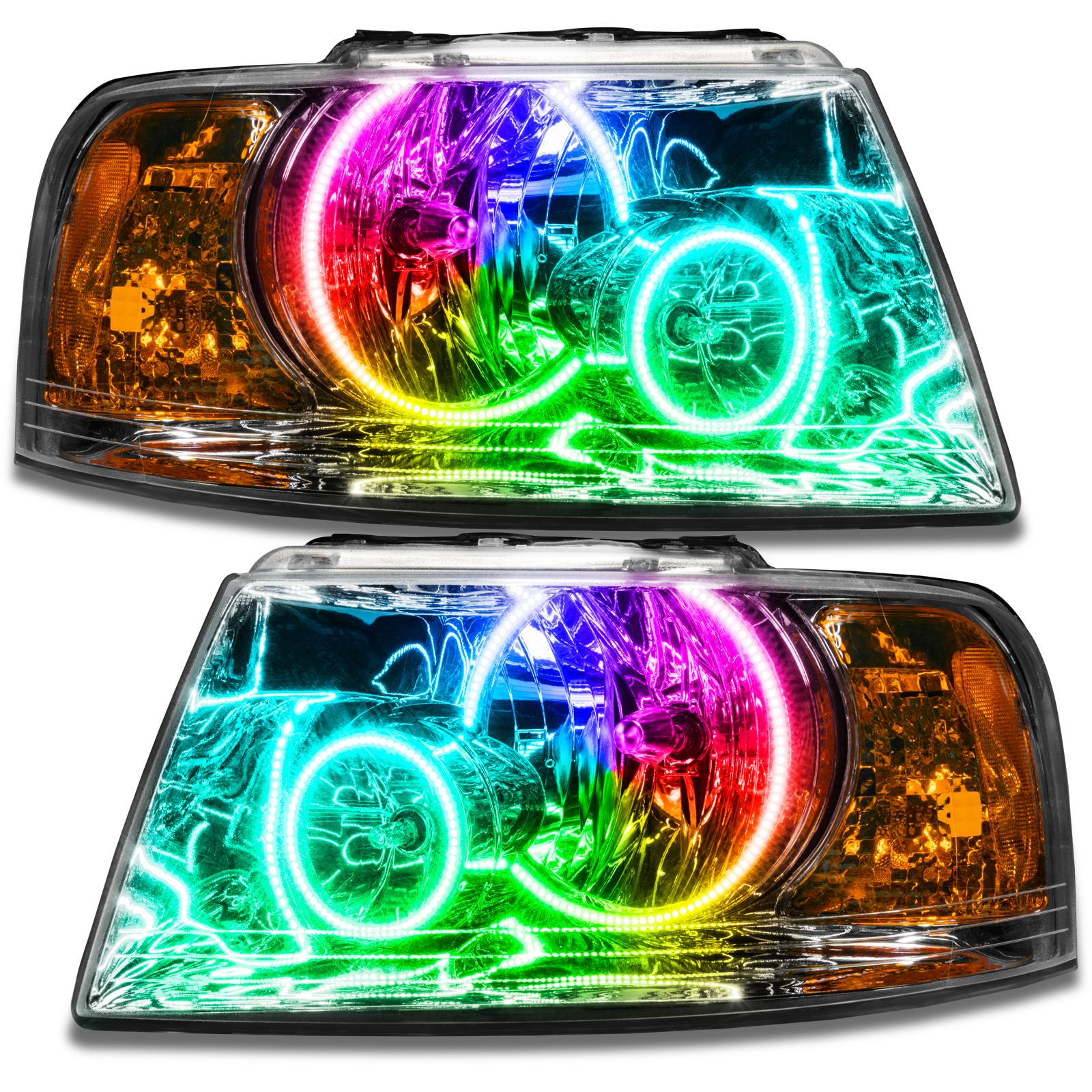 Oracle Lighting Smd Pre-Assembled Headlights, Chrome Bezel, Colorshift - No Controller (2003-2006 Expedition) - 7153-334