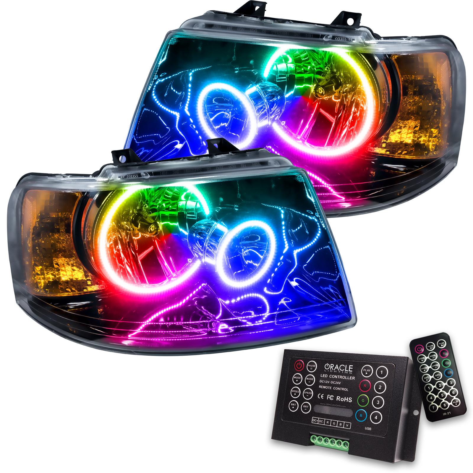 Oracle Lighting Smd Pre-Assembled Headlights, Black Bezel, Colorshift 2.0 (2003-2006 Expedition) - 7154-333