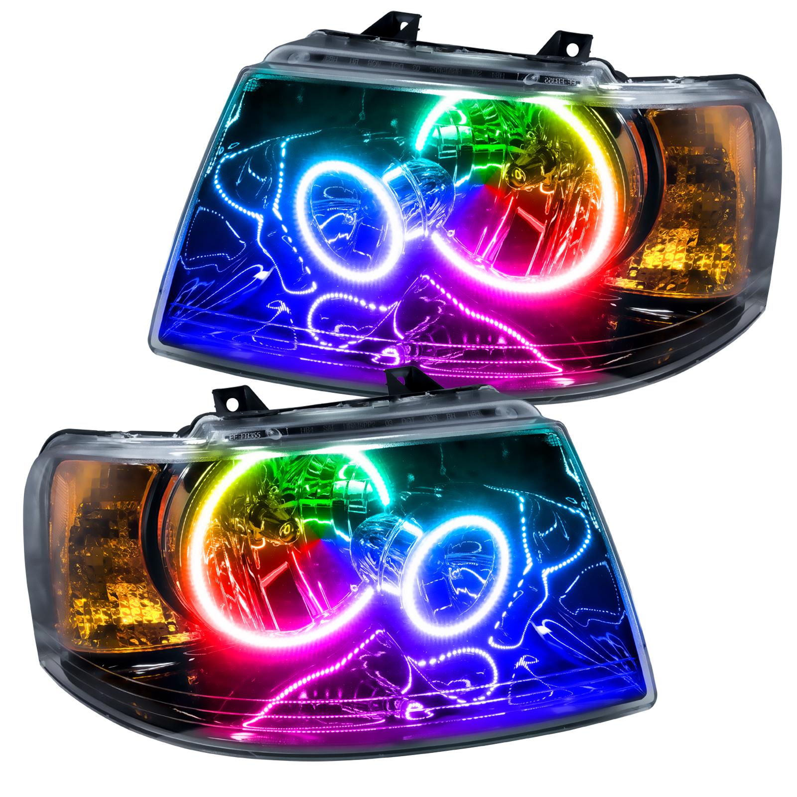 Oracle Lighting Smd Pre-Assembled Headlights, Black Bezel, Colorshift - No Controller (2003-2006 Expedition) - 7154-334