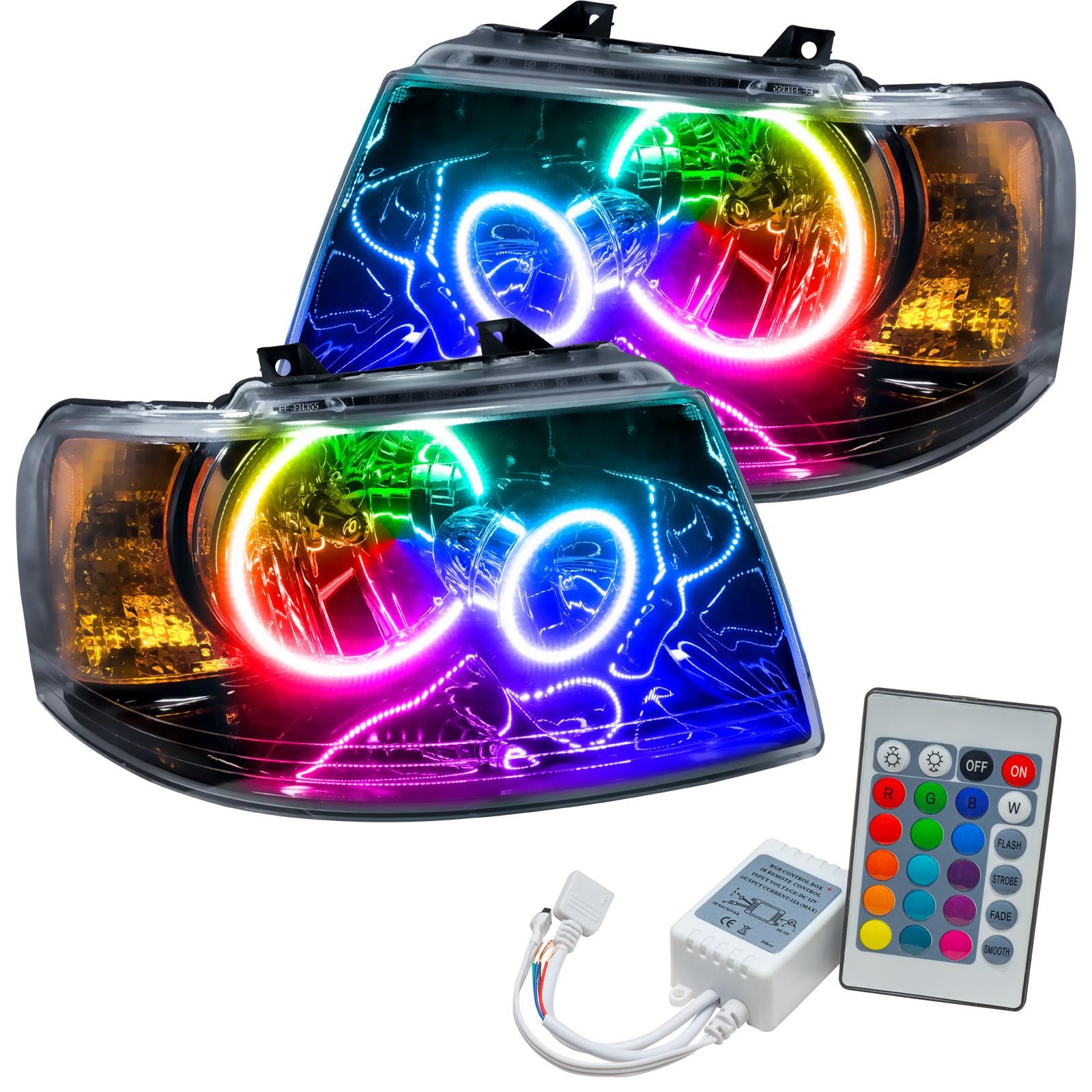 Oracle Lighting Smd Pre-Assembled Headlights, Black Bezel, Colorshift - Simple (2003-2006 Expedition) - 7154-504