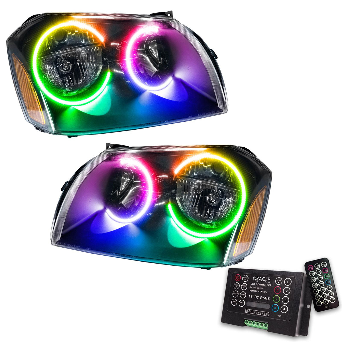 Oracle Lighting Smd Pre-Assembled Headlights, Black Bezel, Colorshift 2.0 (2005-2007 Magnum) - 7156-333