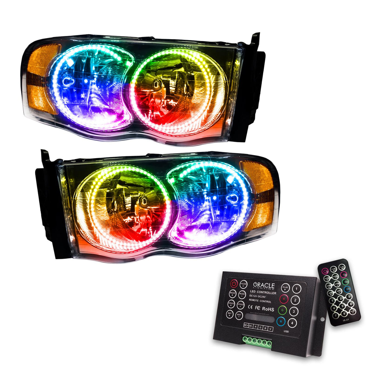 Oracle Lighting Smd Pre-Assembled Headlights, Colorshift 2.0 (2002-2005 Ram 1500, Ram 2500, Ram 3500, Ram 4000) - 7164-333