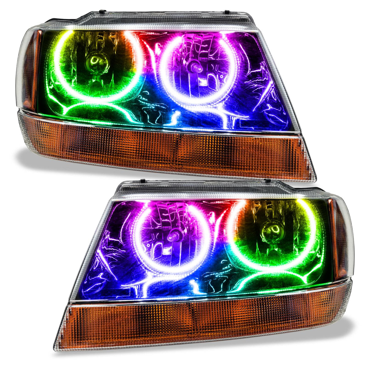 Oracle Lighting Smd Pre-Assembled Headlights, Black Bezel, Colorshift - No Controller (1999-2004 Grand Cherokee) - 7167-334