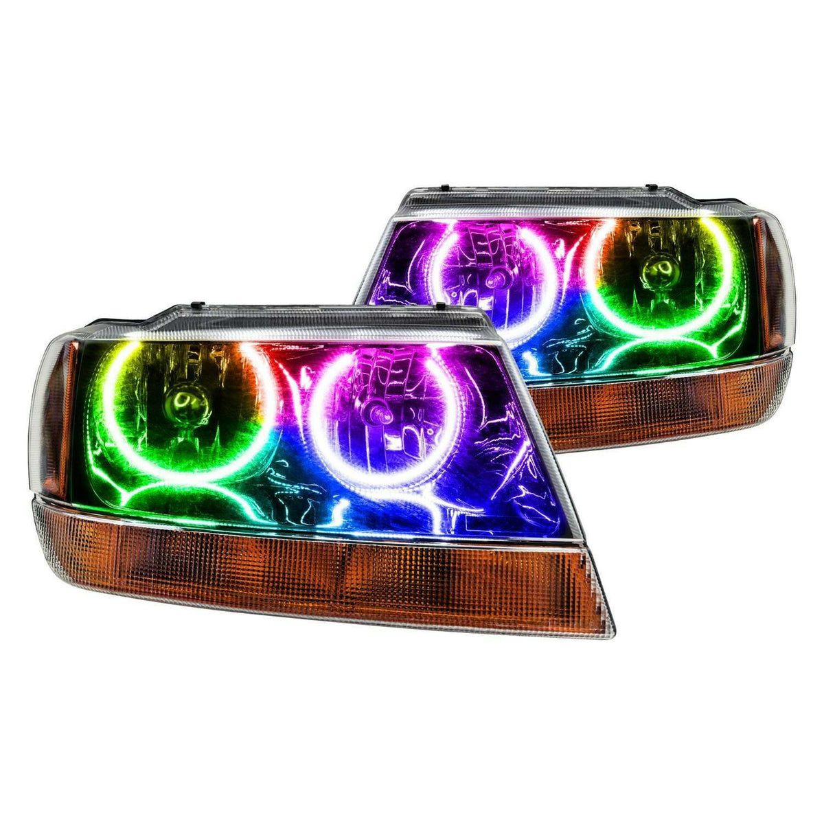 Oracle Lighting 1999-2004 Jeep Grand Cherokee Pre-Assembled Led Halo Headlights - (Black) (1999-2004 Jeep Grand Cherokee) - 7167-335