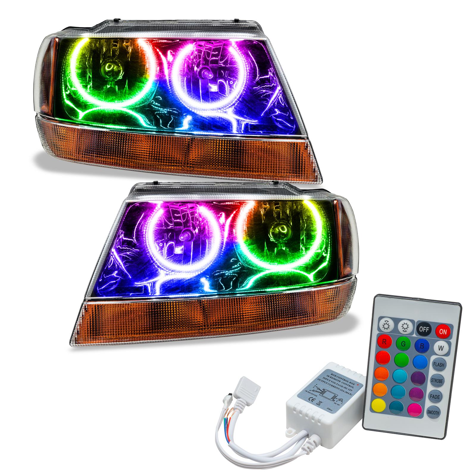 Oracle Lighting Smd Pre-Assembled Headlights, Black Bezel, Colorshift - Simple (1999-2004 Grand Cherokee) - 7167-504