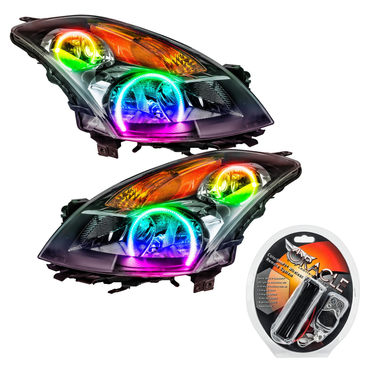 Oracle Lighting Smd Pre-Assembled Headlights, Black Bezel, Colorshift (2007-2009 Altima) - 7170-330