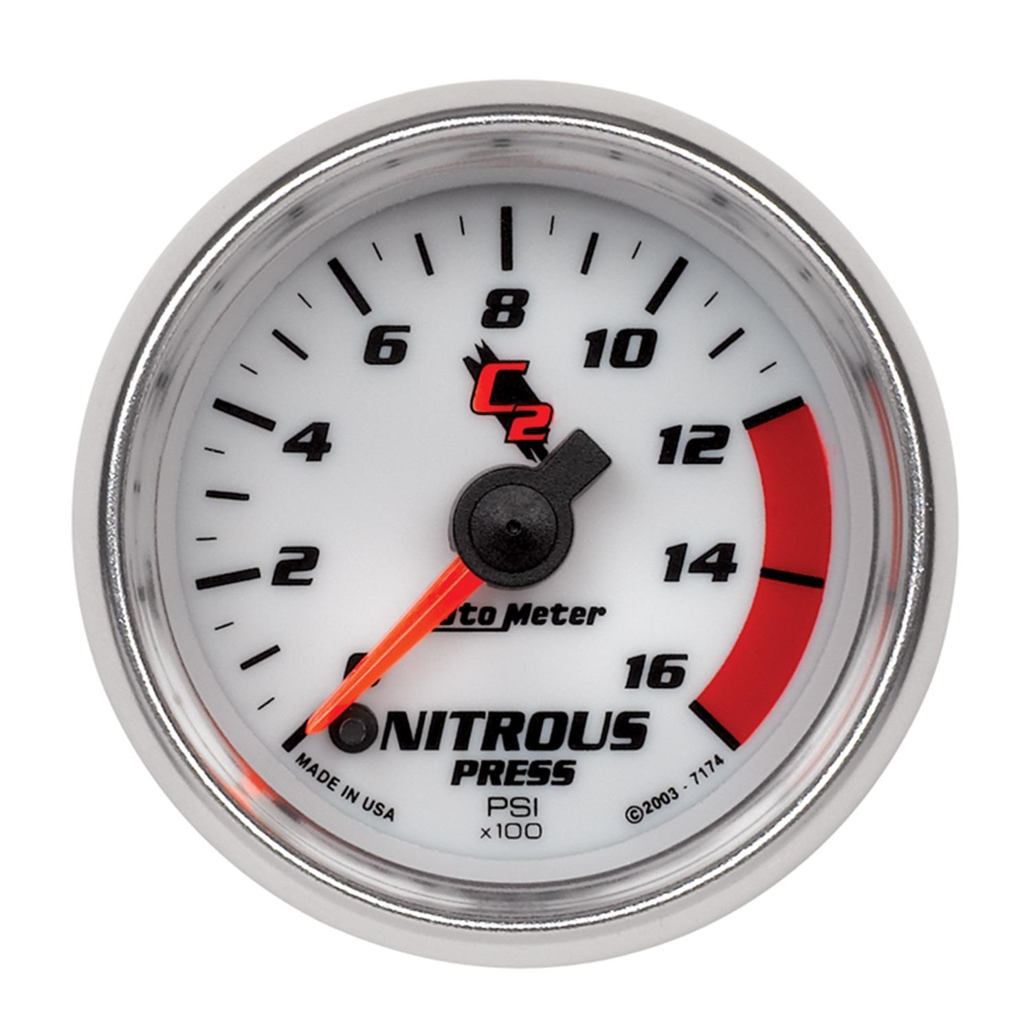 Autometer C2 Series 2-1/16" Electric Nitrous Pressure Gauge