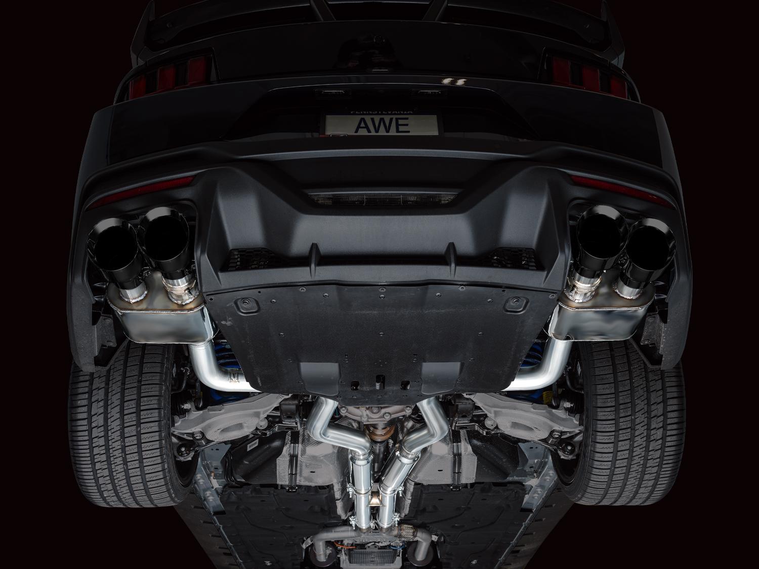 AWE SwitchPath Catback Exhaust - Quad Diamond Black Tips (2024-2026 Mustang Dark Horse) - 3025-43375