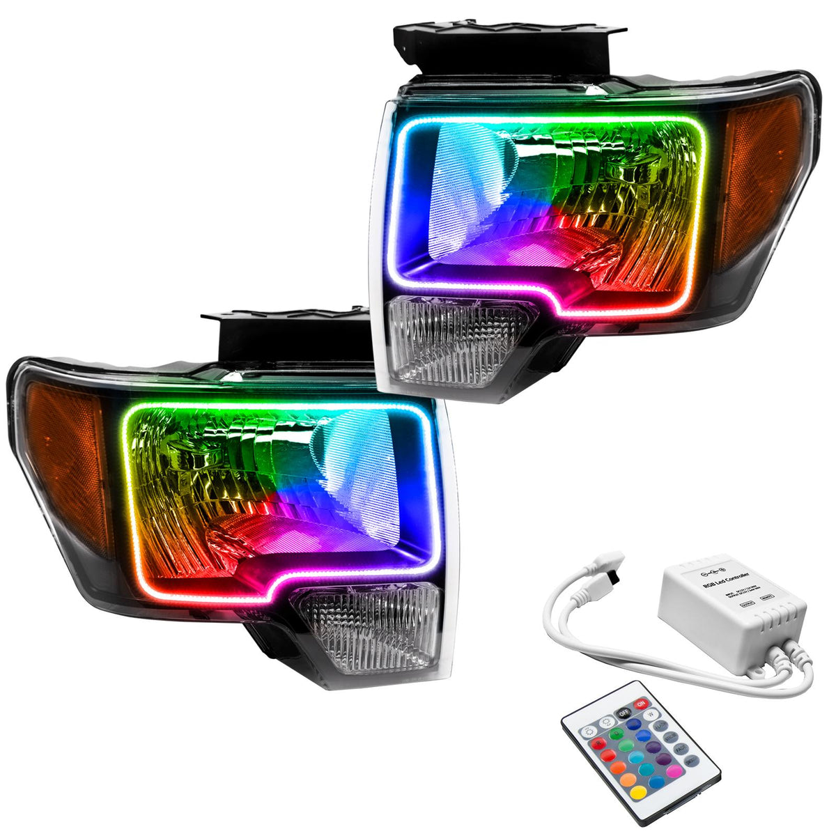 Oracle Lighting Led Pre-Assembled Headlights, Black Bezel, Colorshift - Simple (2009-2014 F-150) - 7188-504