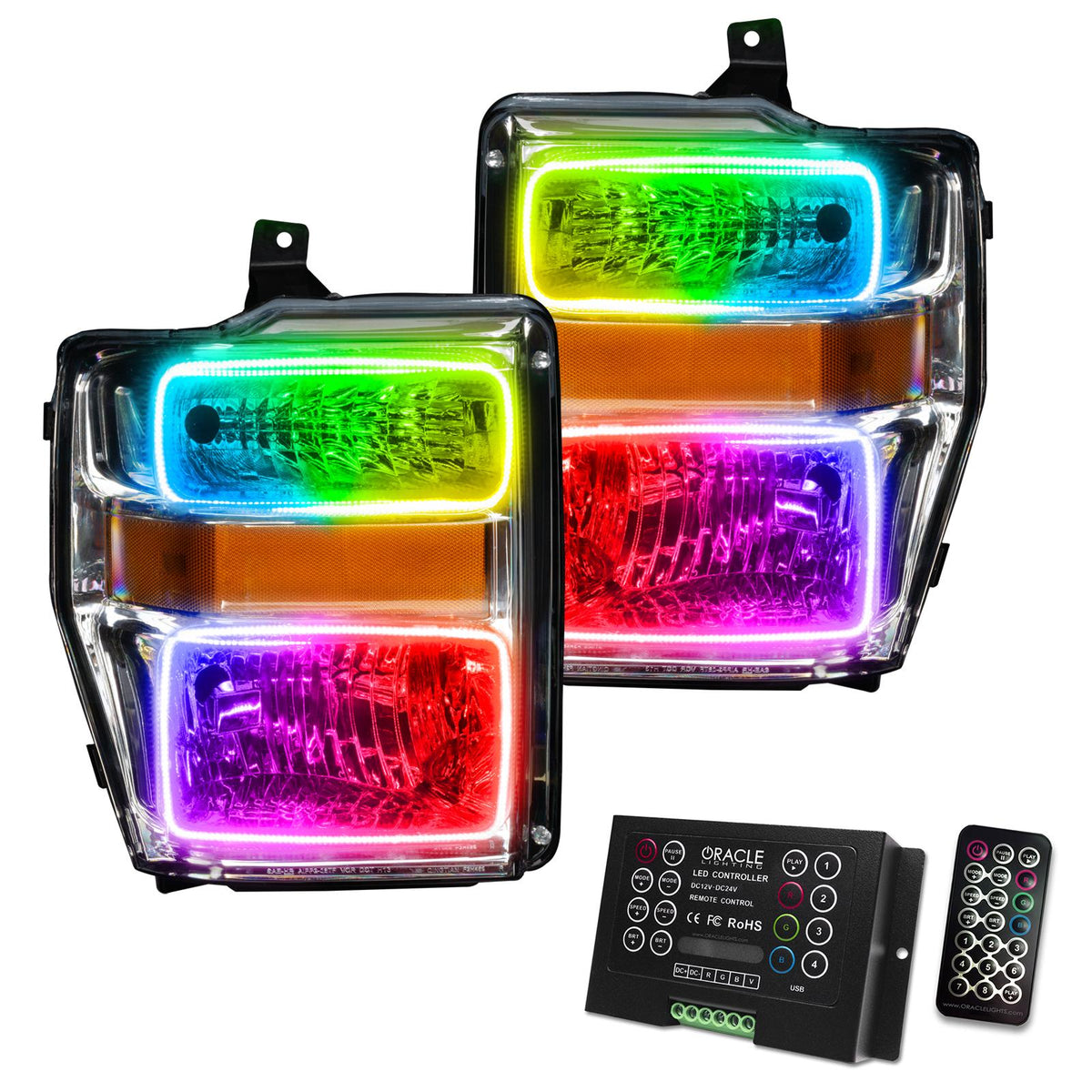Oracle Lighting Smd Pre-Assembled Headlights, Chrome Bezel, Colorshift 2.0 (2008-2010 F-250, F-250 Super Duty, F-350, F-350 Super Duty) - 7189-333
