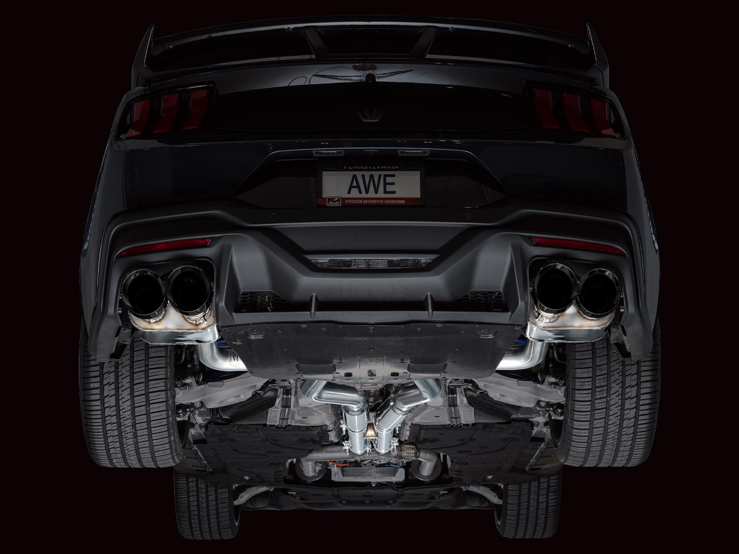 AWE SwitchPath Catback Exhaust - Quad Diamond Black Tips (2024-2026 Mustang Dark Horse) - 3025-43375