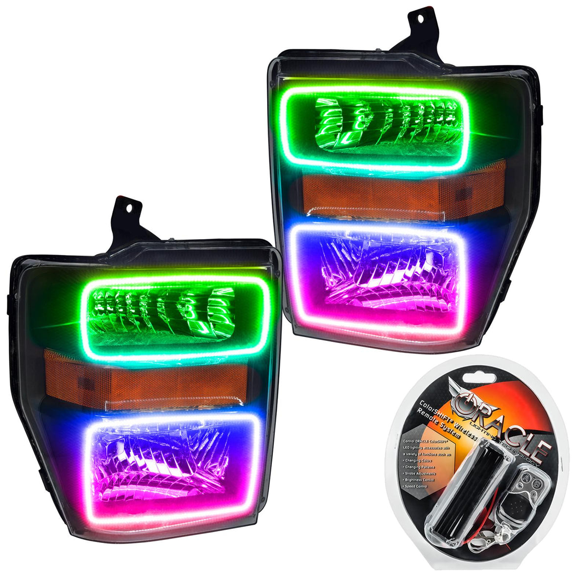 Oracle Lighting Smd Pre-Assembled Headlights, Black Bezel, Colorshift (2008-2010 F-250, F-250 Super Duty, F-350, F-350 Super Duty) - 7190-330