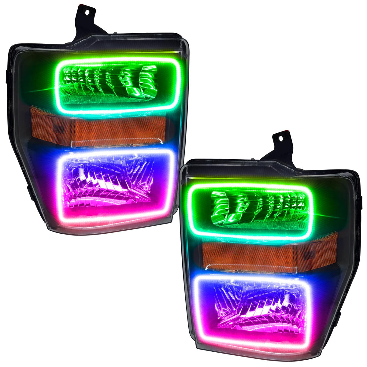 Oracle Lighting Smd Pre-Assembled Headlights, Black Bezel, Colorshift - No Controller (2008-2010 F-250, F-250 Super Duty, F-350, F-350 Super Duty) - 7190-334