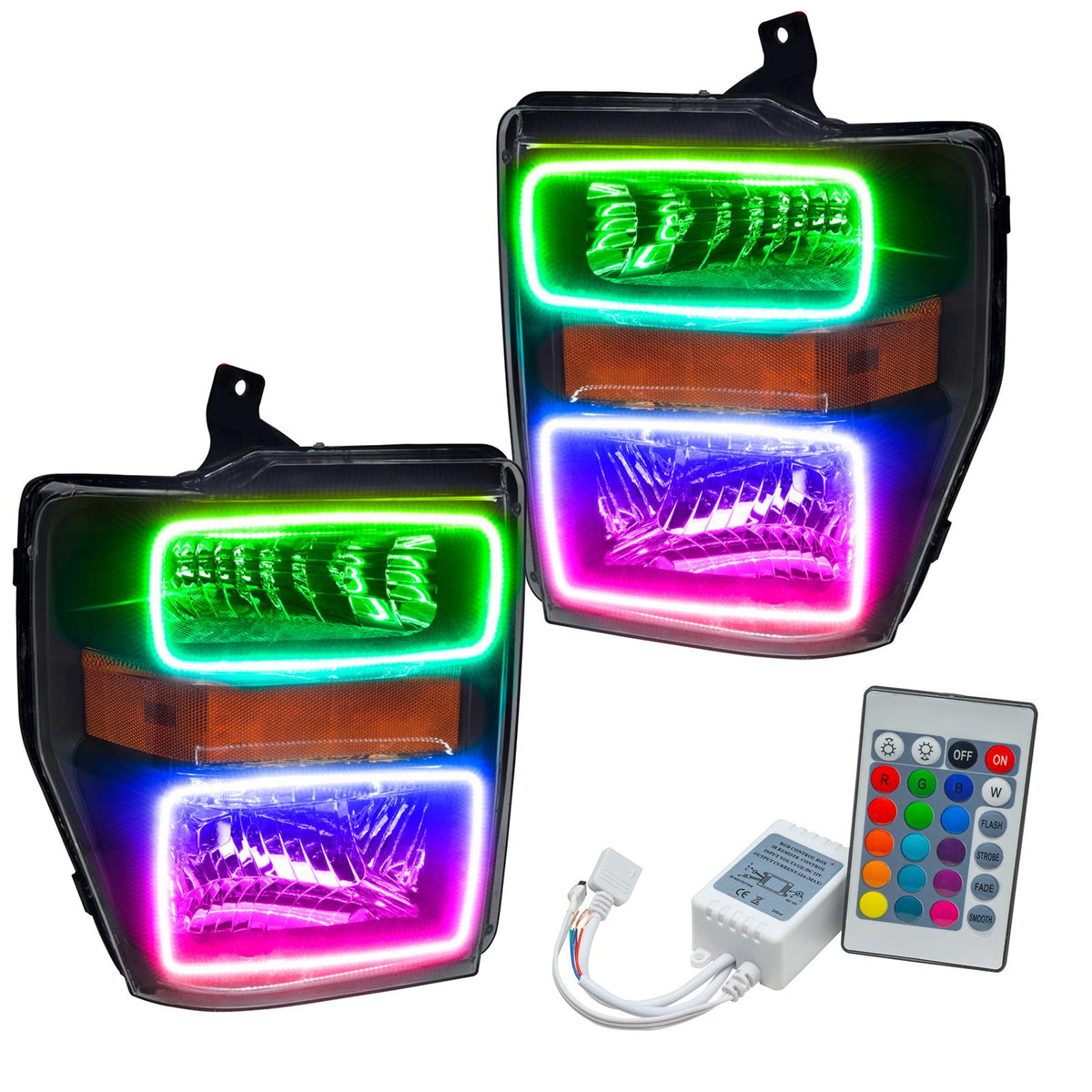 Oracle Lighting Smd Pre-Assembled Headlights, Black Bezel, Colorshift - Simple (2008-2010 F-250, F-250 Super Duty, F-350, F-350 Super Duty) - 7190-504